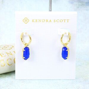 Kendra Scott Ellie Huggie Cobalt Blue Earrings Gold Plated September